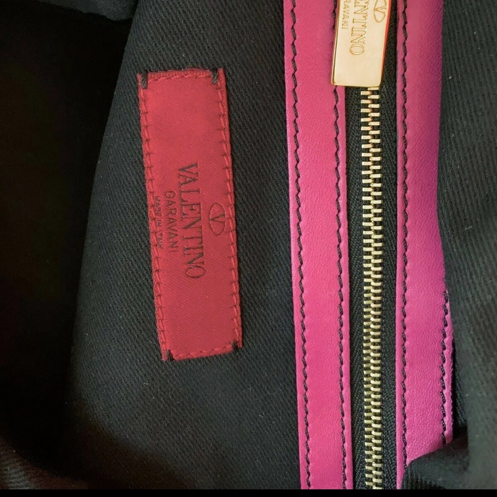 Valentino Soft Leather Fuchsia/raspberry/pink Tote With Flower Detail - Picture 4 of 4